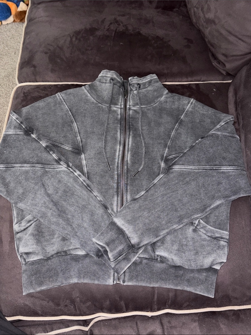LOVESTITCH- Washed Gray Zip-Up Jacket